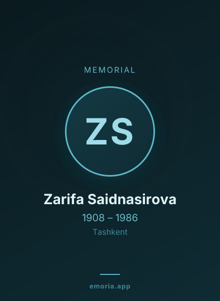 Memorial portrait of Zarifa Saidnasirova