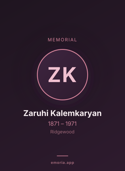 Memorial portrait of Zaruhi Kalemkaryan