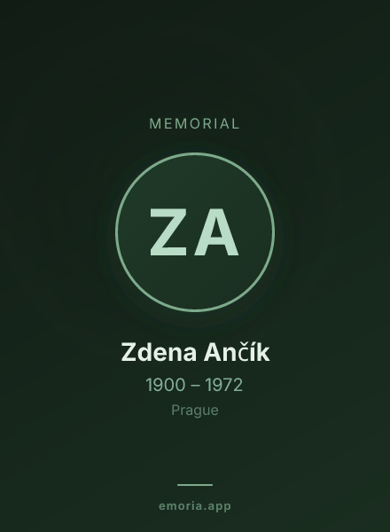 Memorial portrait of Zdena Ančík