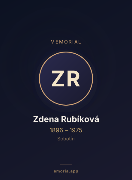 Memorial portrait of Zdena Rubíková