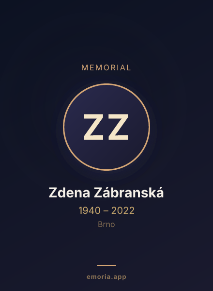 Memorial portrait of Zdena Zábranská