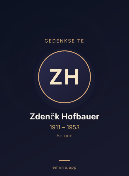 Gedenkportrait von Zdeněk Hofbauer