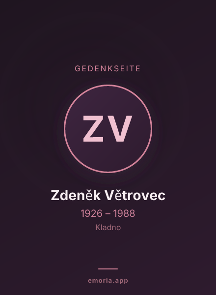 Gedenkportrait von Zdeněk Větrovec