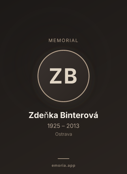 Memorial portrait of Zdeňka Binterová