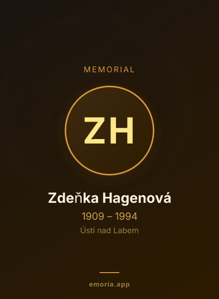 Memorial portrait of Zdeňka Hagenová