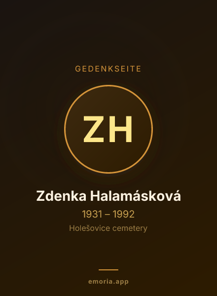 Gedenkportrait von Zdenka Halamásková