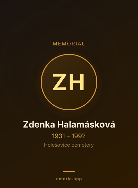 Memorial portrait of Zdenka Halamásková