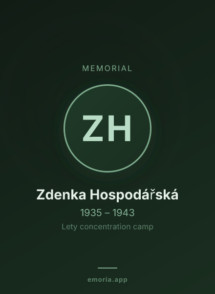 Memorial portrait of Zdenka Hospodářská