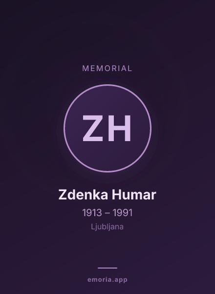 Memorial portrait of Zdenka Humar