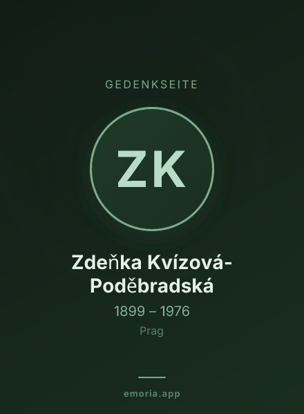 Gedenkportrait von Zdeňka Kvízová-Poděbradská