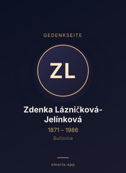 Gedenkportrait von Zdenka Lázničková-Jelínková