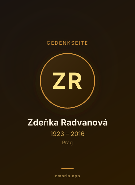 Gedenkportrait von Zdeňka Radvanová