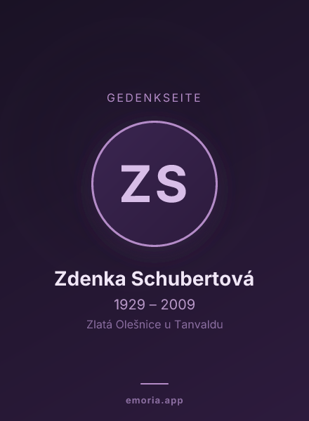 Gedenkportrait von Zdenka Schubertová