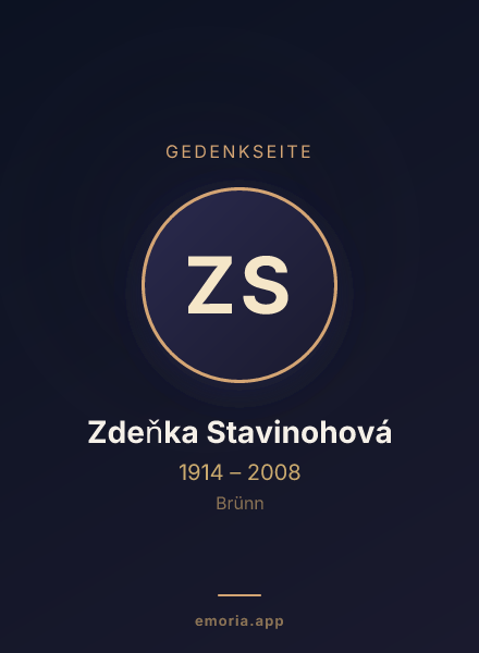 Gedenkportrait von Zdeňka Stavinohová