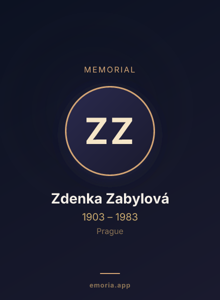 Memorial portrait of Zdenka Zabylová