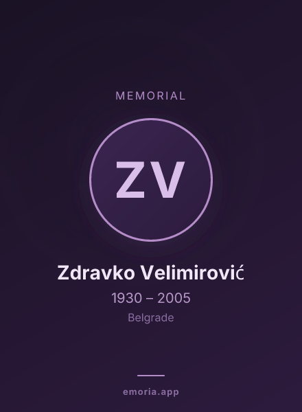 Memorial portrait of Zdravko Velimirović