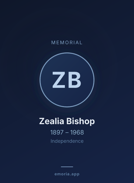 Memorial portrait of Zealia Bishop