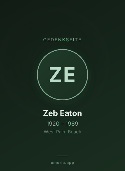 Gedenkportrait von Zeb Eaton