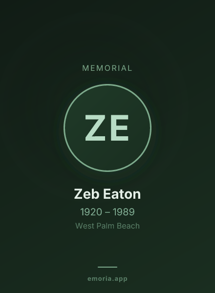 Memorial portrait of Zeb Eaton