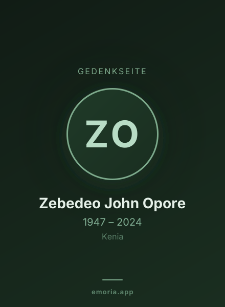 Gedenkportrait von Zebedeo John Opore