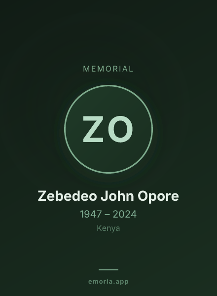 Memorial portrait of Zebedeo John Opore