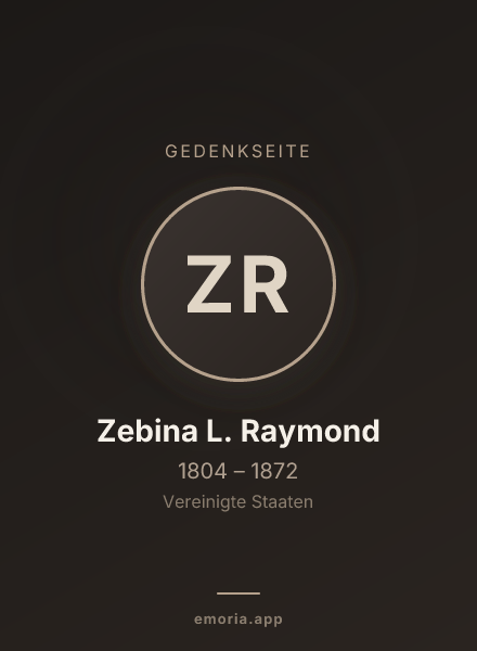 Gedenkportrait von Zebina L. Raymond