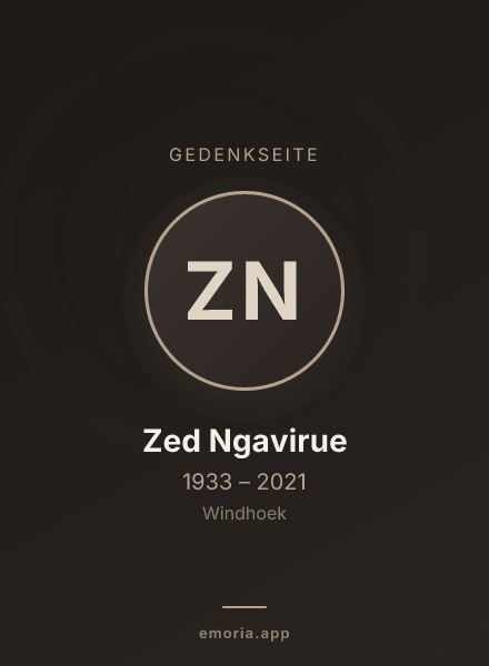 Gedenkportrait von Zed Ngavirue