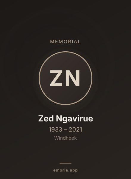 Memorial portrait of Zed Ngavirue