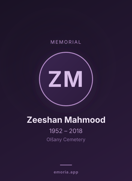 Memorial portrait of Zeeshan Mahmood