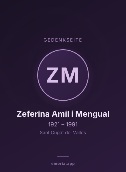 Gedenkportrait von Zeferina Amil i Mengual