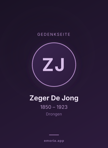 Gedenkportrait von Zeger De Jong