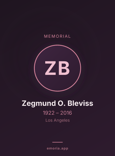 Memorial portrait of Zegmund O. Bleviss