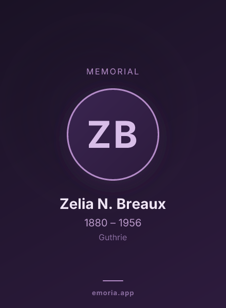 Memorial portrait of Zelia N. Breaux
