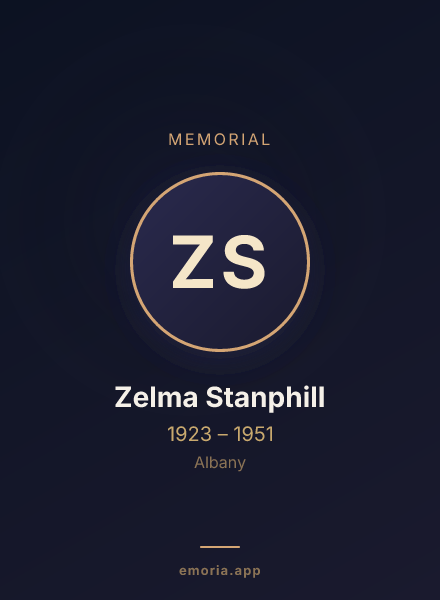 Memorial portrait of Zelma Stanphill
