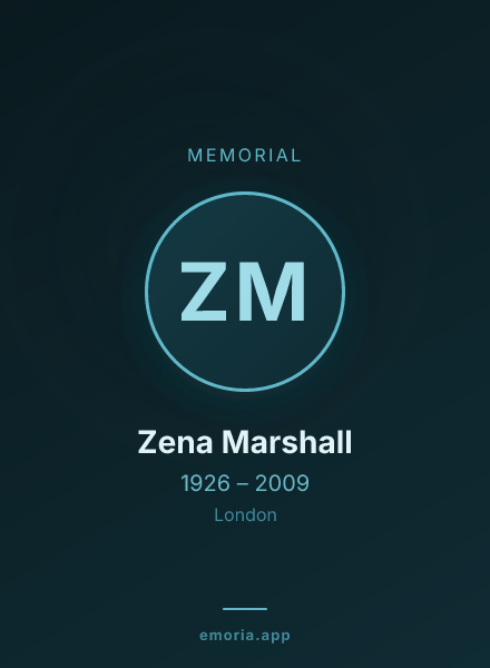 Memorial portrait of Zena Marshall