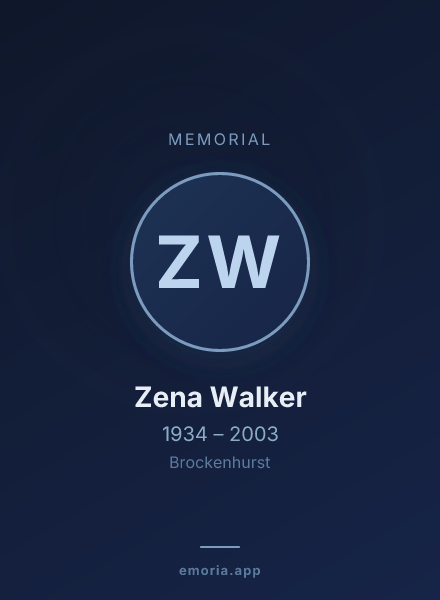 Memorial portrait of Zena Walker