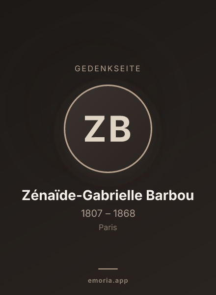 Gedenkportrait von Zénaïde-Gabrielle Barbou