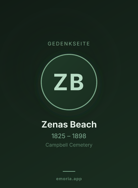 Gedenkportrait von Zenas Beach