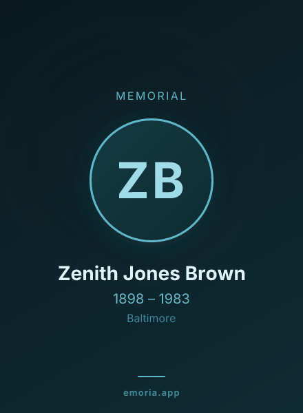 Memorial portrait of Zenith Jones Brown