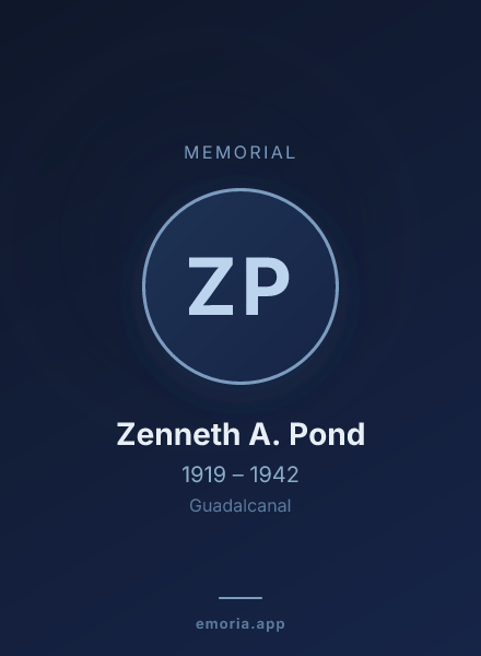 Memorial portrait of Zenneth A. Pond