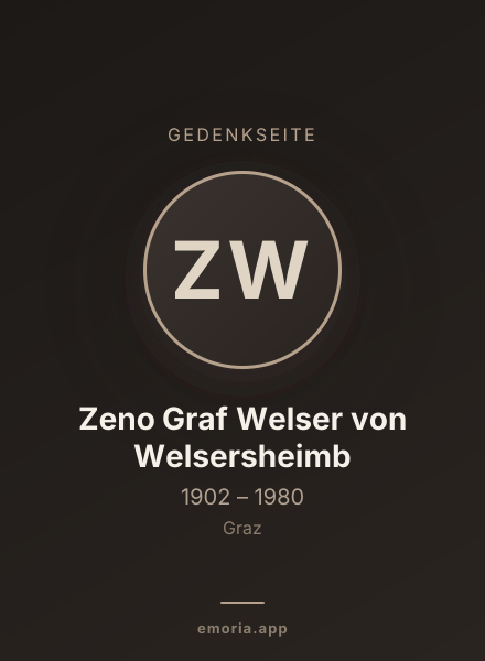 Gedenkportrait von Zeno Graf Welser von Welsersheimb