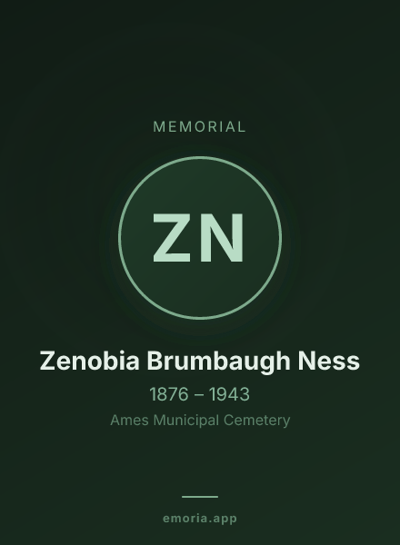Memorial portrait of Zenobia Brumbaugh Ness