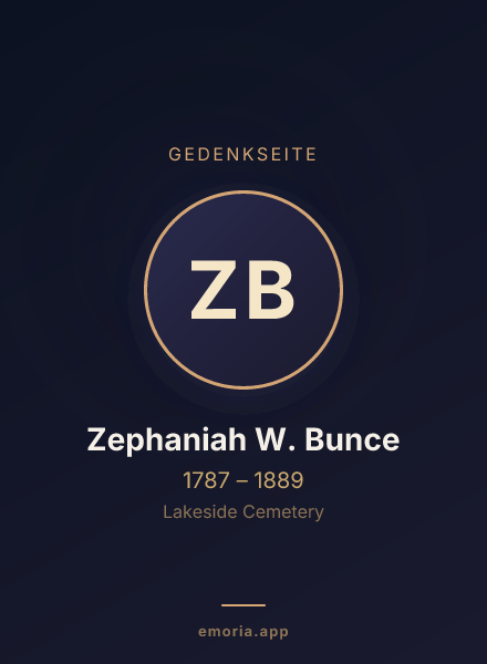 Gedenkportrait von Zephaniah W. Bunce