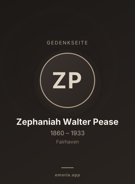Gedenkportrait von Zephaniah Walter Pease