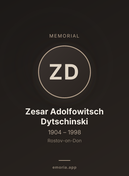 Memorial portrait of Zesar Adolfowitsch Dytschinski