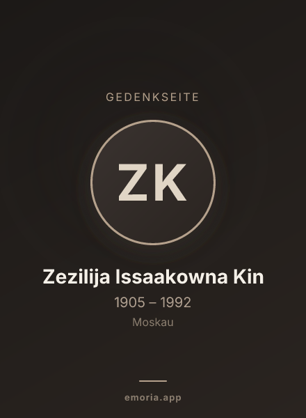 Gedenkportrait von Zezilija Issaakowna Kin