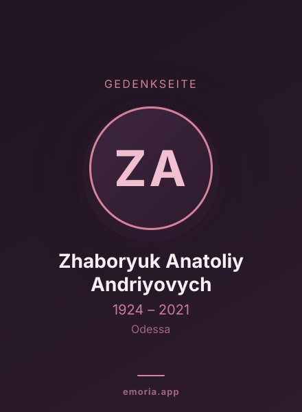Gedenkportrait von Zhaboryuk Anatoliy Andriyovych