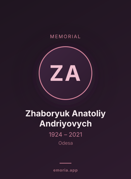 Memorial portrait of Zhaboryuk Anatoliy Andriyovych