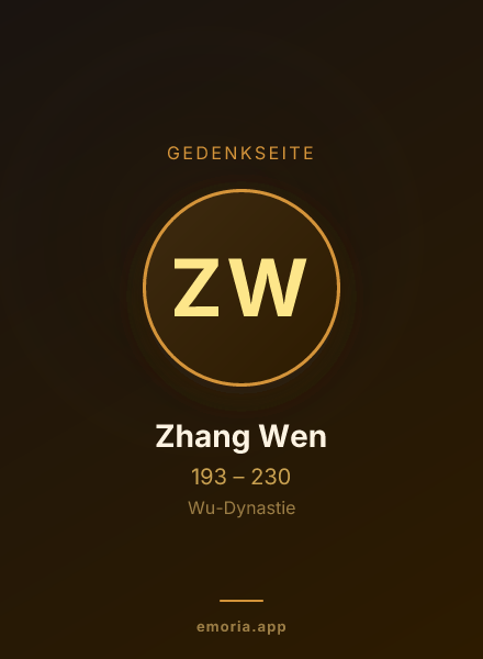Gedenkportrait von Zhang Wen