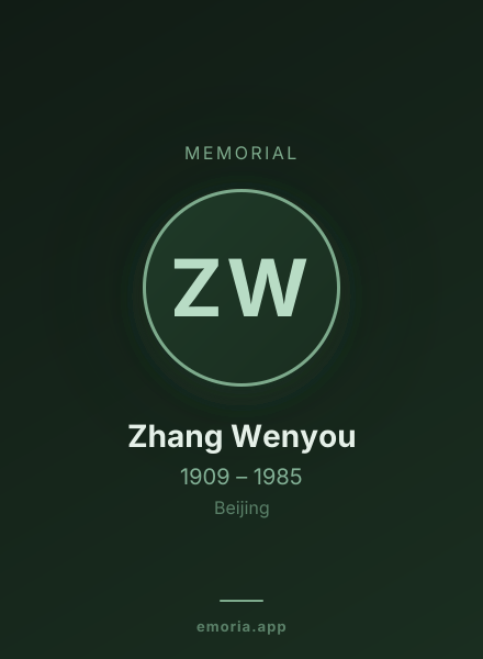 Memorial portrait of Zhang Wenyou